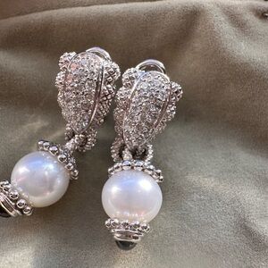 Judith Ripka Sterling  Cultured Fresh Water Pearl Earrings  Beautiful 😍